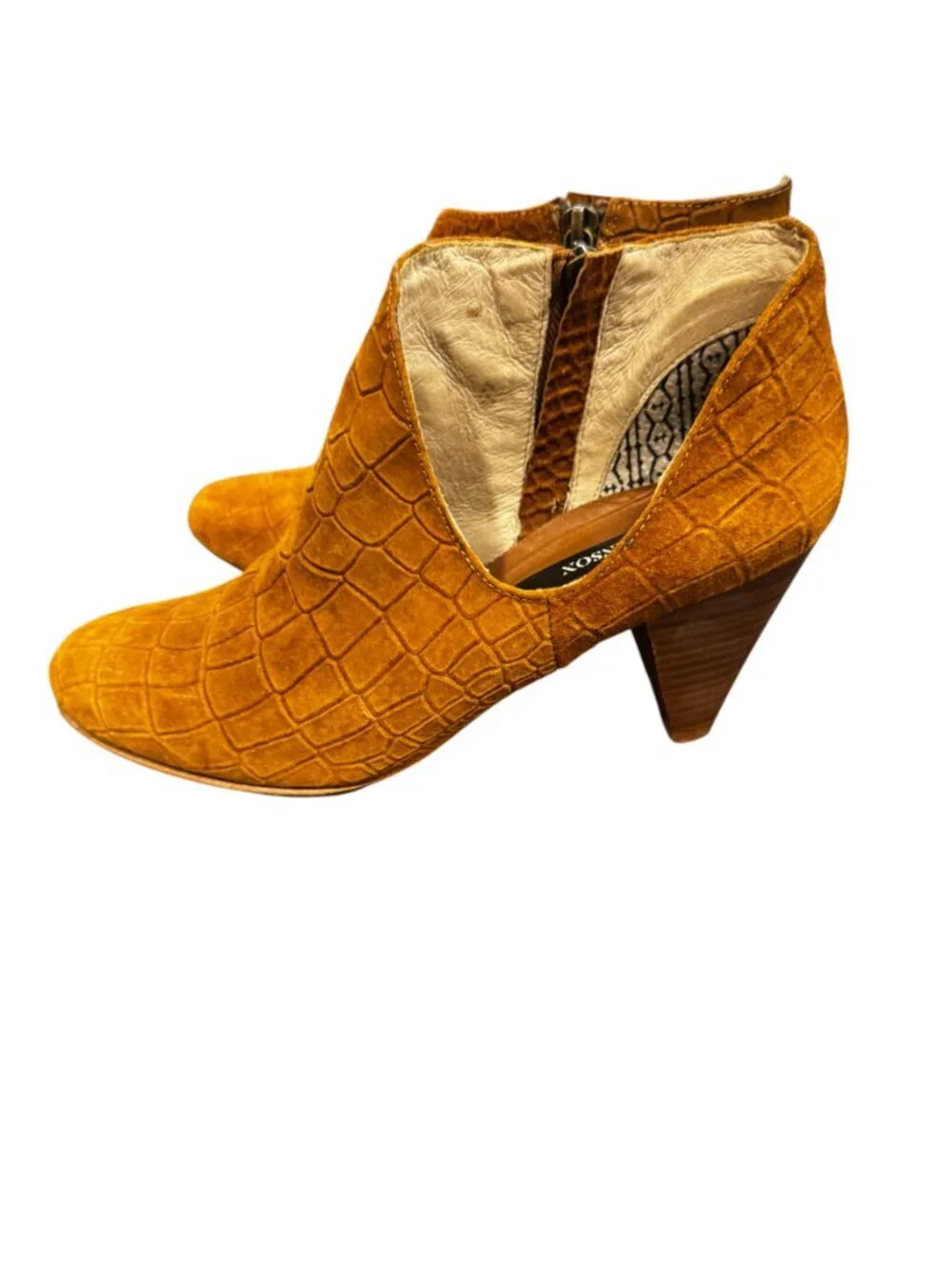 Matt Bernson Jaguar Croco Embossed Suede Ankle Booties Women’s Size 8